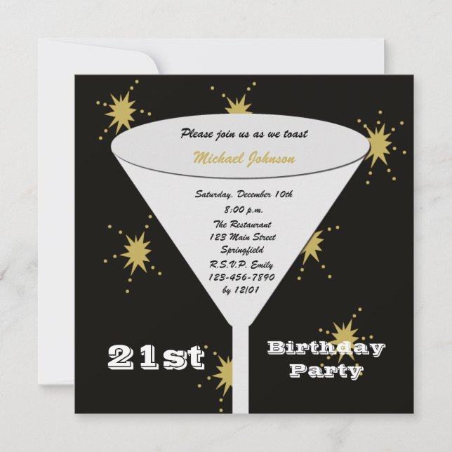 21e Anniversaire Invitation Gold 21e Toast (Devant)