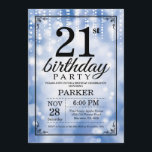 21e anniversaire Invitation Parties scintillant bl<br><div class="desc">21e anniversaire Invitation à cordes bleues avec Arrière - plan à Parties scintillant bleue. Anniversaire bleu. Anniversaire adulte. Hommes ou femmes Anniversaire Invitation. 13e 15e 16e 18e 20e 21e 30e 40e 50e 60e 70e 80e 90e 100e, n'importe quel âge. Pour plus de personnalisation, cliquez sur le bouton "Customiser" et utilisez...</div>