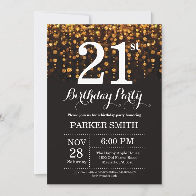 21e anniversaire Invitation Parties scintillant d' (Devant)
