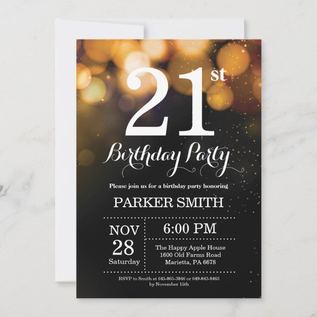 21e anniversaire Invitation Parties scintillant d' (Devant)