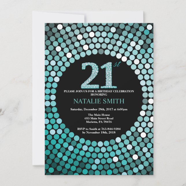 21e anniversaire Invitation Parties scintillant no (Devant)