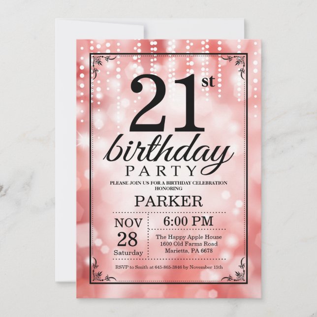21e anniversaire Invitation Parties scintillant ro (Devant)