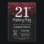 21e anniversaire Invitation Parties scintillant ro<br><div class="desc">Invitation 21e anniversaire avec Red String Lights avec Red Parties scintillant Arrière - plan. Anniversaire rouge. Anniversaire adulte. Hommes ou Femmes Anniversaire Invitation. 13ème 15ème 16ème 18ème 20ème 21ème 30ème 40ème 50ème 60ème 70ème 80ème 90ème 100ème, Tout âge. Pour plus de personnalisation, cliquez sur le bouton "Customiser" et utilisez notre...</div>