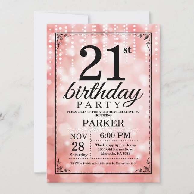 21e anniversaire Invitation Parties scintillant ro (Devant)