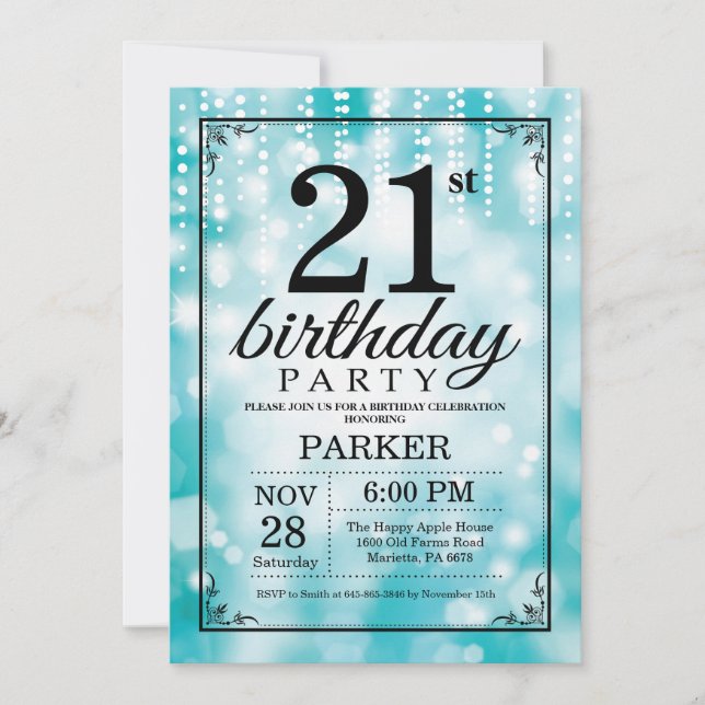 21e anniversaire Invitation Parties scintillant Tu (Devant)