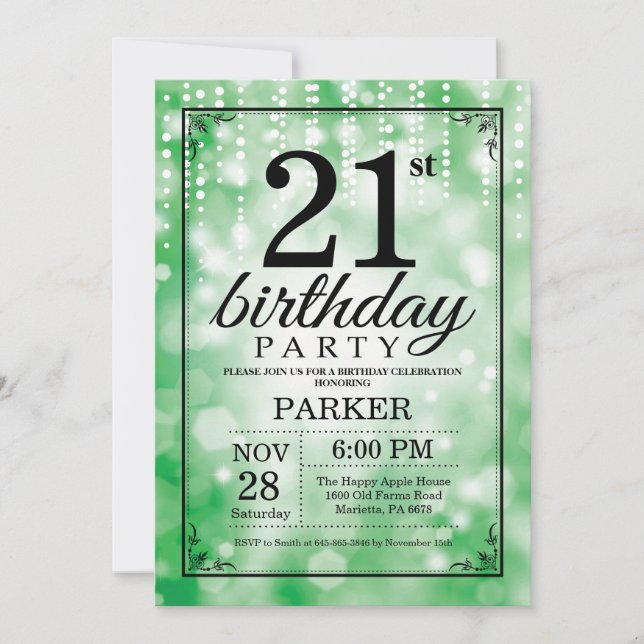 21e anniversaire Invitation Parties scintillant ve (Devant)