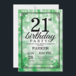 21e anniversaire Invitation Parties scintillant ve<br><div class="desc">21e Invitation d'anniversaire avec des feux à cordes vertes avec Arrière - plan à Parties scintillant verte. Anniversaire Vert. Anniversaire adulte. Hommes ou femmes Anniversaire Invitation. 13e 15e 16e 18e 20e 21e 30e 40e 50e 60e 70e 80e 90e 100e, n'importe quel âge. Pour plus de personnalisation, cliquez sur le bouton...</div>