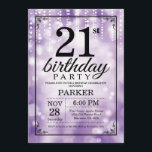 21e anniversaire Invitation Parties scintillant vi<br><div class="desc">21e anniversaire Invitation à cordes violettes avec Arrière - plan de Parties scintillant violet. Anniversaire mauve. Anniversaire adulte. Hommes ou femmes Anniversaire Invitation. 13e 15e 16e 18e 20e 21e 30e 40e 50e 60e 70e 80e 90e 100e, n'importe quel âge. Pour plus de personnalisation, cliquez sur le bouton "Customiser" et utilisez...</div>
