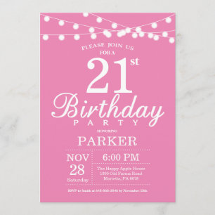 21e anniversaire Invitation rose