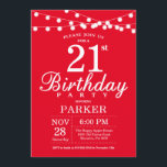 21e anniversaire Invitation Rouge<br><div class="desc">21e Invitation d'anniversaire avec des lampes à cordes. Arrière - plan rouge. 13e 15e 16e 18e 20e 21e 30e 40e 50e 60e 70e 80e 90e 100e,  n'importe quel âge. Pour plus de personnalisation,  cliquez sur le bouton "Customiser" et utilisez notre outil de conception pour modifier ce modèle.</div>