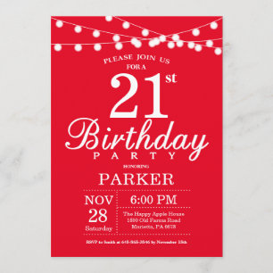 21e anniversaire Invitation Rouge