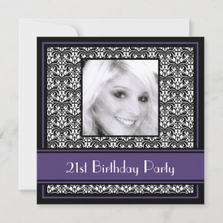 21e anniversaire Invitations Damas pourpres