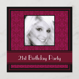 21e anniversaire Invitations Damask Bourgogne