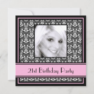 21e anniversaire Invitations Damask Pink