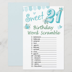 21e Anniversaire Jeu de course de mots