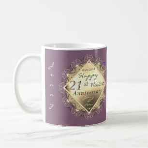 21e anniversaire Mariage de laiton Iolite Mug