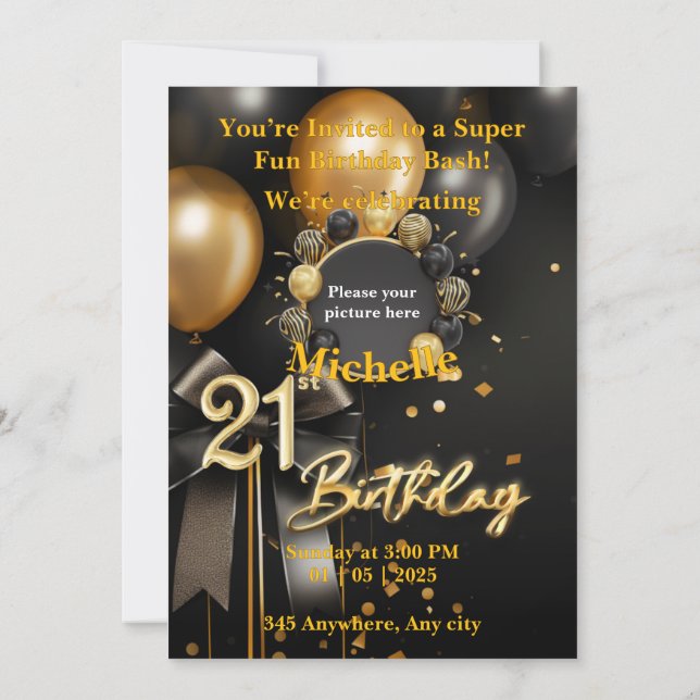 21e anniversaire Modèle de la carte d'invitation (Dos)