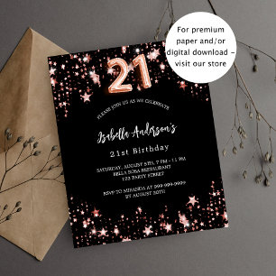 21e anniversaire noir rose or budget invitation