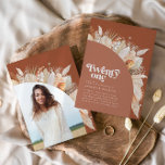 21e anniversaire pampas herbe terre cuite arche mo<br><div class="desc">Pampas moderne herbe 21e anniversaire en terre cuite de fête arche photo design invitation.</div>