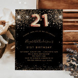 21e anniversaire parties scintillant en or noir in<br><div class="desc">Une invitation moderne, élégante et glamour pour une fête de 21e anniversaire. Un arrière - plan noir décoré de faux parties scintillant. Le nom est écrit avec un script de style à la main de couleur dorée moderne. Personnalisez et ajoutez les détails de votre fête. Le numéro 21 est écrit...</div>