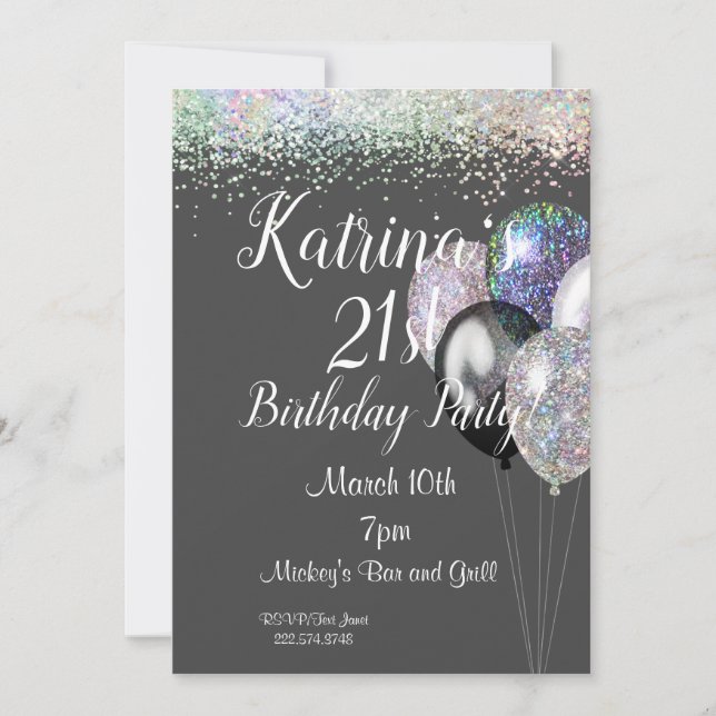 21e anniversaire, Parties scintillant Invitation d (Devant)