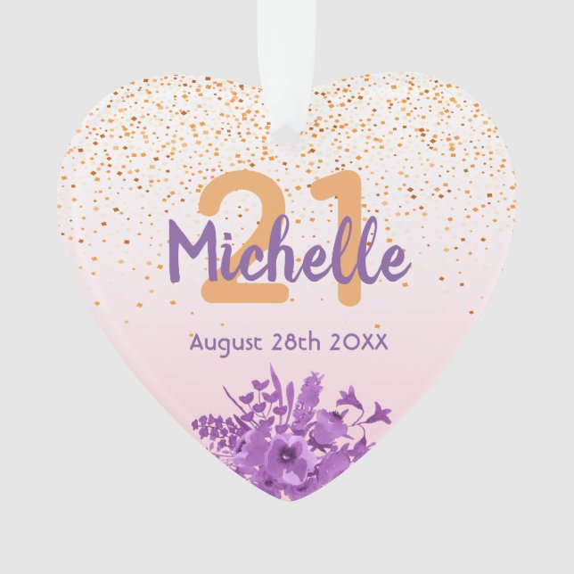 21e anniversaire rose d'or confetti fleurs pourpre (devant)