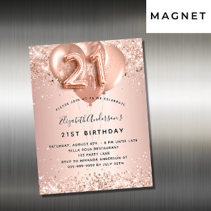 21e anniversaire rose or ballons d'invitation aima