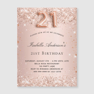 21e anniversaire rose or blush invitation aimant