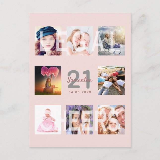 21e anniversaire rose or blush invitation photo (Devant)