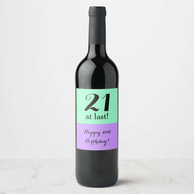 21e anniversaire Vin Étiquette cadeau (Devant)