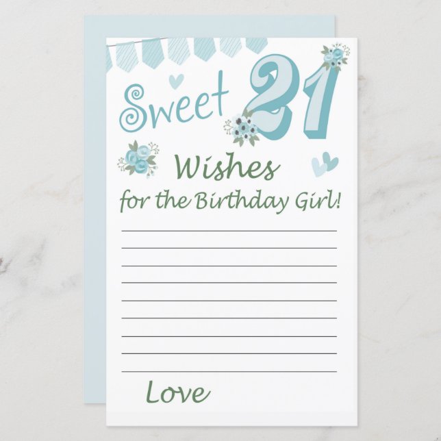 21e anniversaire Voeux pour la fille d'anniversair