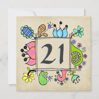 21e Doodles Invitation à la fête d'anniversaire co