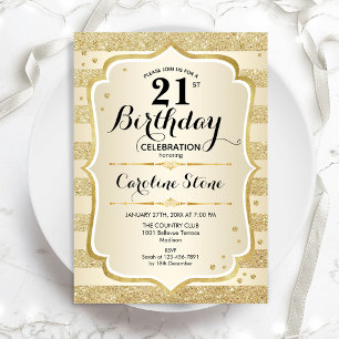 21e fête d'anniversaire - Gold Invitation