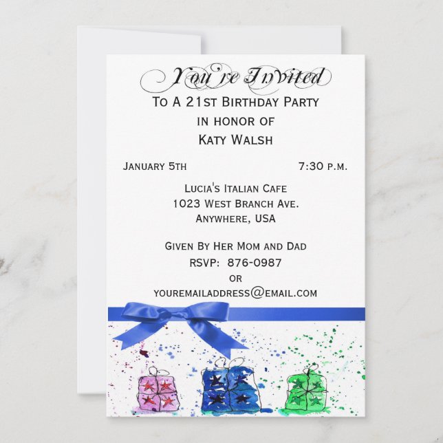 21e fête d'anniversaire Invitation personnalisée (Devant)