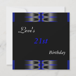 21e fête d'anniversaire Noir bleu Invitation Mens