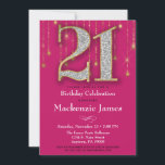 21e Invitation Anniversaire Diamants d'or rose Adu<br><div class="desc">Une élégante invitation à la fête de 21e anniversaire en rose et or,  avec un grand 21 avec des diamants et l'apparence d'or ainsi qu'un rideau de cireur de lumières d'or. Pour le 21ème anniversaire homme ou femme dans votre vie.</div>