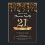 21e Invitation anniversaire Parties scintillant no<br><div class="desc">Invitation du 21e anniversaire. Parties scintillant Noir et Or. Invitation de fête d'anniversaire adulte. Femmes ou Hommes Anniversaires Bash. Pour plus de personnalisation,  cliquez sur le bouton "Customiser" et utilisez notre outil de conception pour modifier ce modèle.</div>