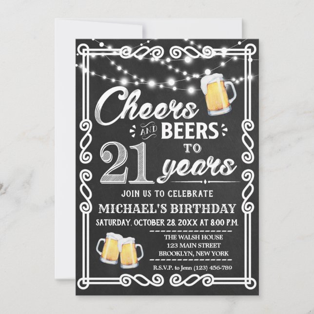 21e Invitation d'anniversaire| Chefs et bières (Devant)