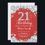 21e Invitation d'anniversaire Diamant rouge et arg<br><div class="desc">21e Invitation d'anniversaire. Diamant de la Rhestone rouge et argent. Élégant invitation du Bassin d'Anniversaire. Anniversaire adulte. Les femmes,  anniversaire. Hommes Anniversaire.
Pour plus de personnalisation,  cliquez sur le bouton "Customiser" et utilisez notre outil de conception pour modifier ce modèle.</div>