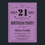 21e Invitation d'anniversaire Noir et pourpre<br><div class="desc">21e Invitation Anniversaire Typographie noir et violet. Arrière - plan violet Lilac Lavande noir et violet. Anniversaire adulte. Hommes ou femmes, anniversaire. Enfants Garçon ou fille Ado Anniversaire adolescente Invitation . 13e 15e 16e 18e 20e 21e 30e 40e 50e 60e 70e 80e 90e 100e. N'Importe Quel Âge. Pour plus de...</div>