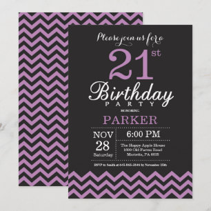 21e Invitation d'anniversaire Noir et Violet