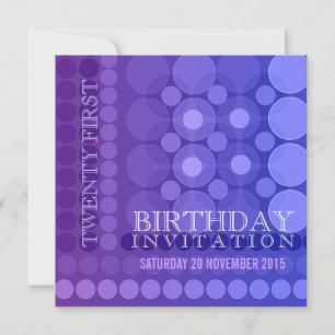 21e Purple Dots Funky Motif Invitation d'anniversa