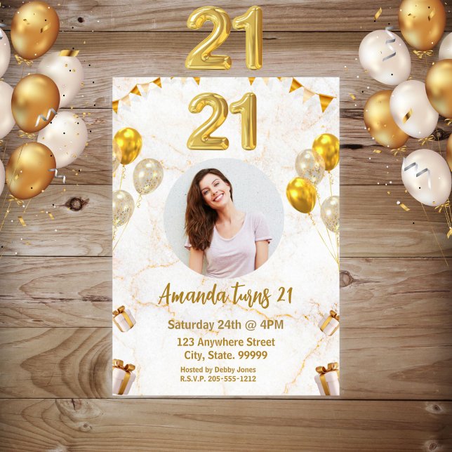 21e Sparkle Gold 21e Anniversaire Fête Invitation (Créateur téléchargé)