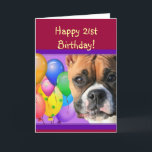 21ème carte de voeux heureuse de chien de boxeur<br><div class="desc">21ème carte de voeux heureuse de chien de boxeur d'anniversaire</div>