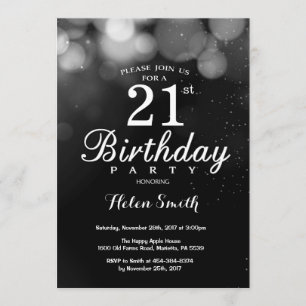 21ème carte d'invitation d'anniversaire de parties