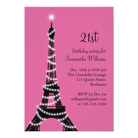 21eme Invitation D Anniversaire De Tour Eiffel Zazzle Fr