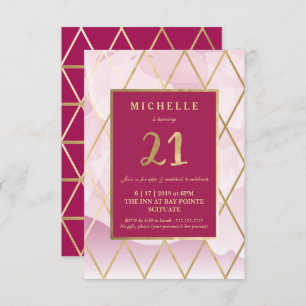 21ème Invitation d'anniversaire - or, élégant, à