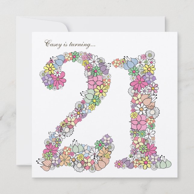 21ème invitation de coutume de fête d'anniversaire (Devant)