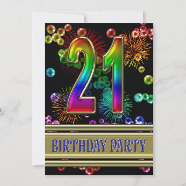 21ème Invitation de fête d'anniversaire avec des (Devant)
