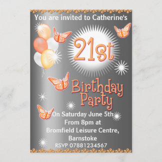 21ème invitation de fête d'anniversaire de dames